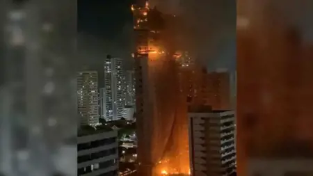 اندلاع حريق مهول في ناطحة سحاب في البرازيل اندلاع حريق مهول في ناطحة سحاب في البرازيل