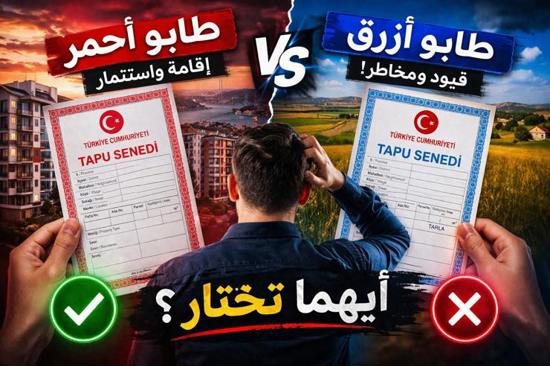 الفرق بين الطابو الأحمر والأزرق في تركيا