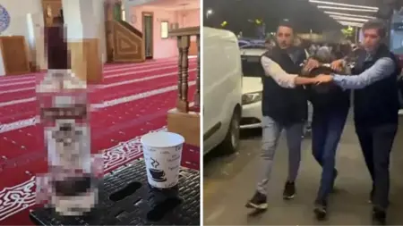السلطات التركية تعتقل شارب الخمر داخل أحد الجوامع في إسطنبول السلطات التركية تعتقل شارب الخمر داخل أحد الجوامع في إسطنبول