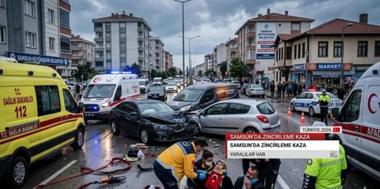 3 مركبات تصطدم في سامسون.. 5 مصابين في حادث مروري