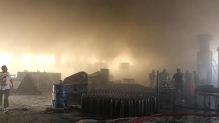 اندلاع حريق مهول في مصنع للصناعات الدفاعية في كيركالي