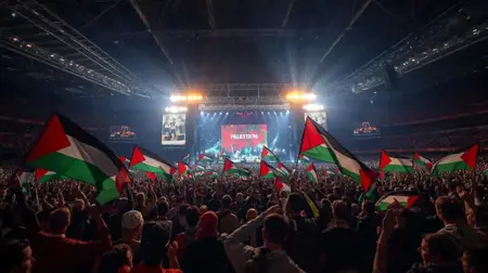 نجوم عالميون يدعون لدعم فلسطين في حفل ويمبلي التاريخي