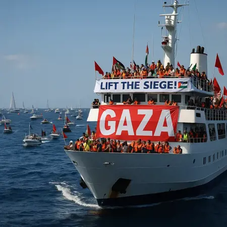 أسطول الحرية يُبحر: أكثر من 50 سفينة من 44 دولة تجتمع لكسر حصار غزة أسطول الحرية يُبحر: أكثر من 50 سفينة من 44 دولة تجتمع لكسر حصار غزة