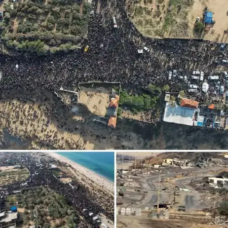 عشرات الآلاف من الفلسطينيين ينتظرون العودة إلى منازلهم في شمال غزة عشرات الآلاف من الفلسطينيين ينتظرون العودة إلى منازلهم في شمال غزة