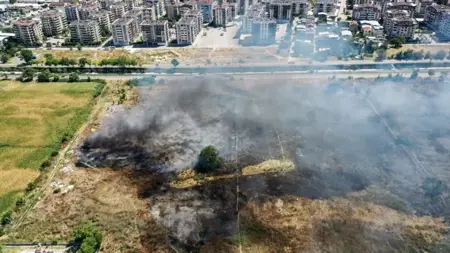 السيطرة على حريق اندلع في أرض زراعية بولاية بورصة السيطرة على حريق اندلع في أرض زراعية بولاية بورصة