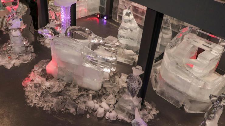 الوصف: "نصنع أعمالًا فنية من الجليد في المتحف"