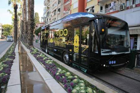 أول اختبار لخط الحافلات الكهربائية المحلية التركية في ولاية ‎أنطاليا جنوبي ‎تركيا